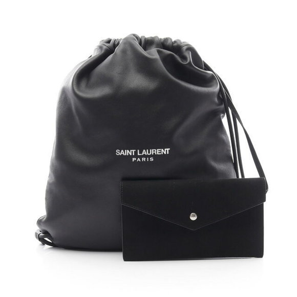 SAINT LAURENT PARIS Teddy Backpack Leather Black - Picture 1 of 6